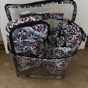 Vera Wang Floral Travel Accessory Set - Black, Pink, White